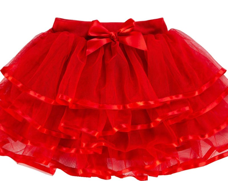 Tortoise & Rabbit Little Girls and Big Girls Tulle Tutu Skirt,Red,7-9 Years - Image 3